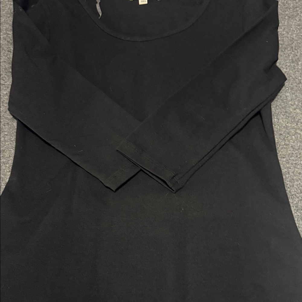 👗 Zenana Premium Black Midi Dress Women’s M 3/4 Sleeve Cotton Blend Stretch - Picture 6 of 8